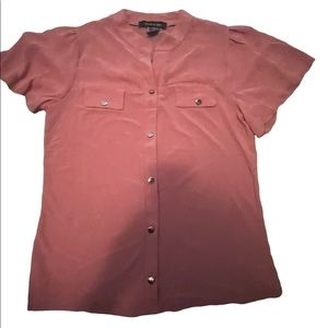 Pink cute slinky see thru blouse shirt summer